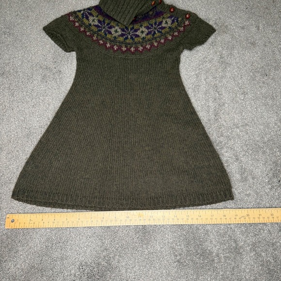 Ralph Lauren Kids Green Wool Blend Fair‎ Isle Knit Turtleneck Dress - Picture 4 of 8